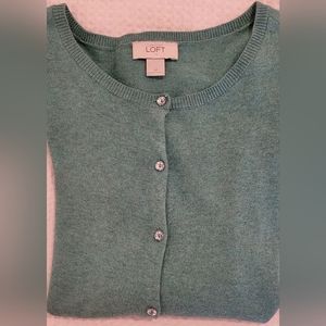 The Loft Green Sweater with Jeweled Bottons. Size M